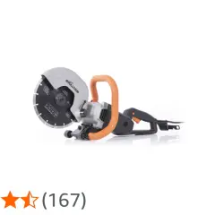 En kraftfull maskin för att såga sten. Den har ett stort blad och ett orange handtag för enkel hantering.