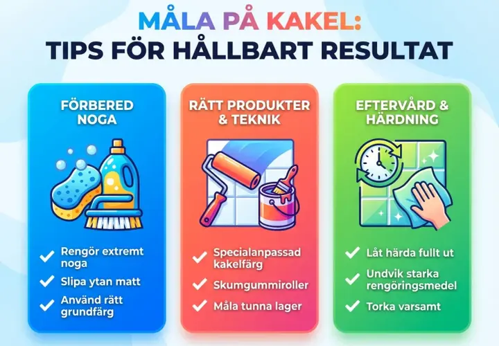 Tips för att måla på kakel: förbered noga, använd rätt produkter och teknik, och måla tunna lager för ett hållbart resultat.