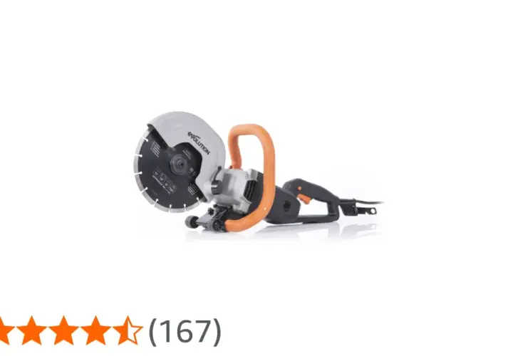 En kraftfull maskin för att såga sten. Den har ett stort blad och ett orange handtag för enkel hantering.