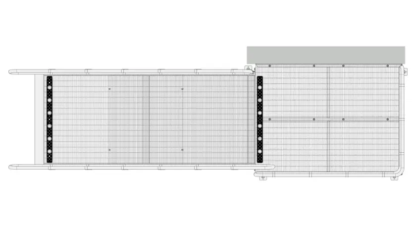 En handikapp ramp med maximal lutning, designad för enkel åtkomst.
