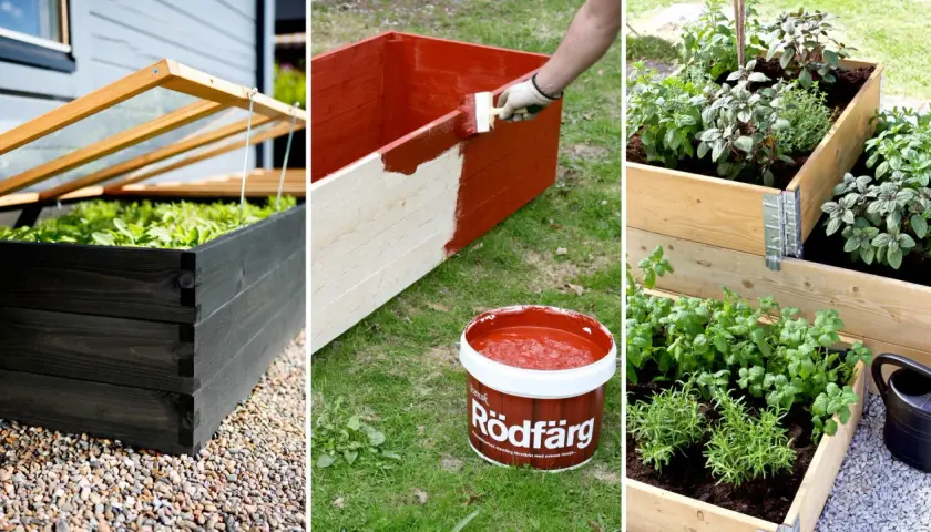 Steg för steg: bygga egen pallkrage. Måla, plantera och njut av din nya odlingslåda.