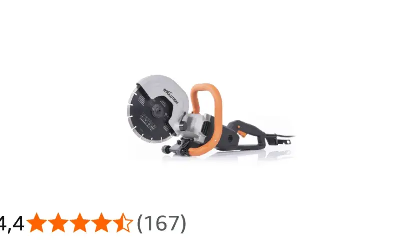 En kraftfull maskin för att såga sten. Den har ett stort blad och ett orange handtag för enkel hantering.