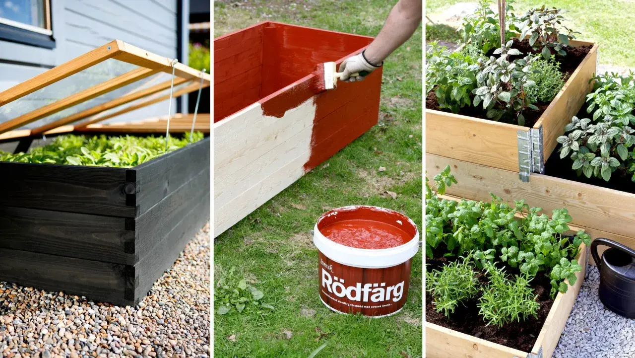 Steg för steg: bygga egen pallkrage. Måla, plantera och njut av din nya odlingslåda.